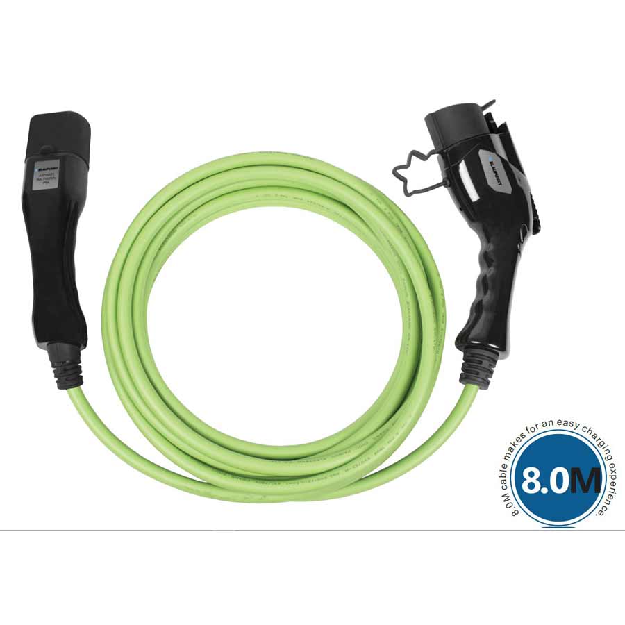 Blaupunkt E-Ladekabel A1P32AT1 N2, Typ 1 auf Typ 2, 32 A, einphasig, 7,4 kW, 8 Meter - ATU