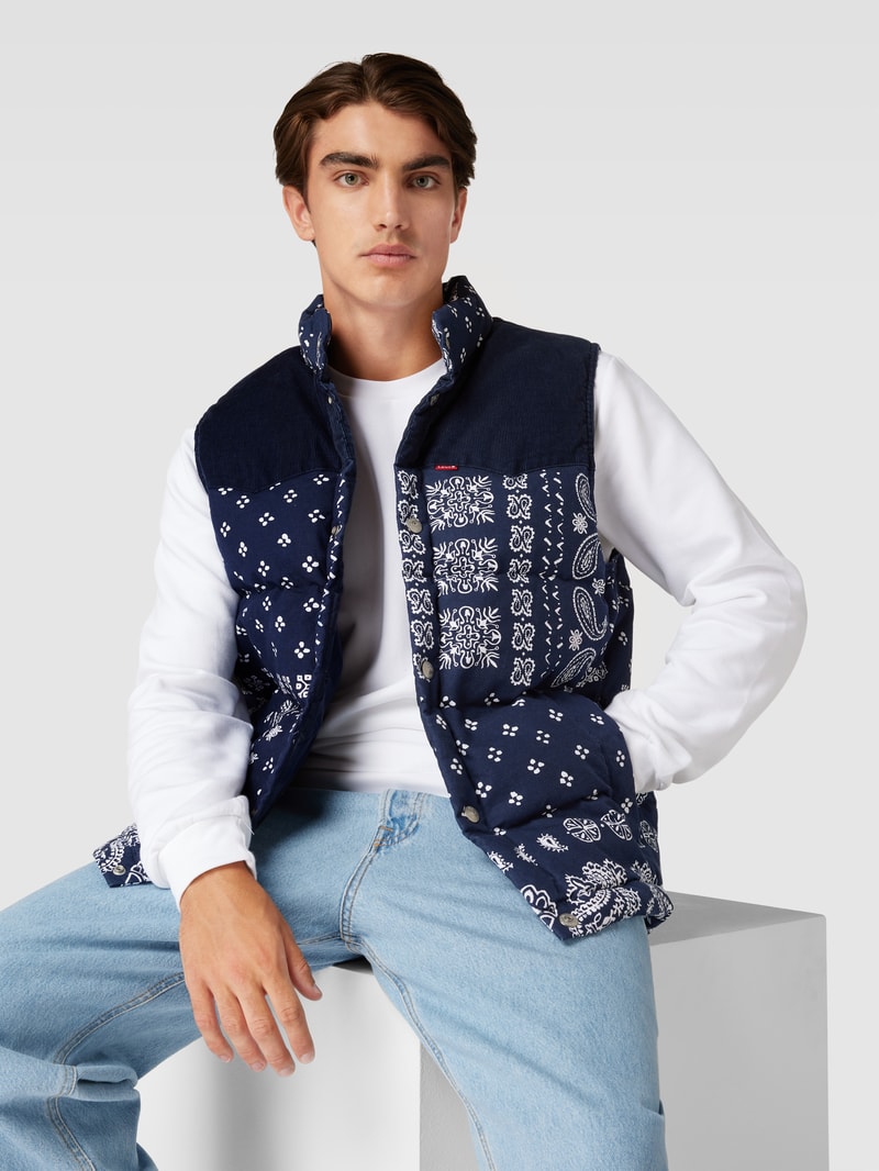 Outdoor-Weste mit Motiv-Prints Modell 'WESTERN' in marineblau