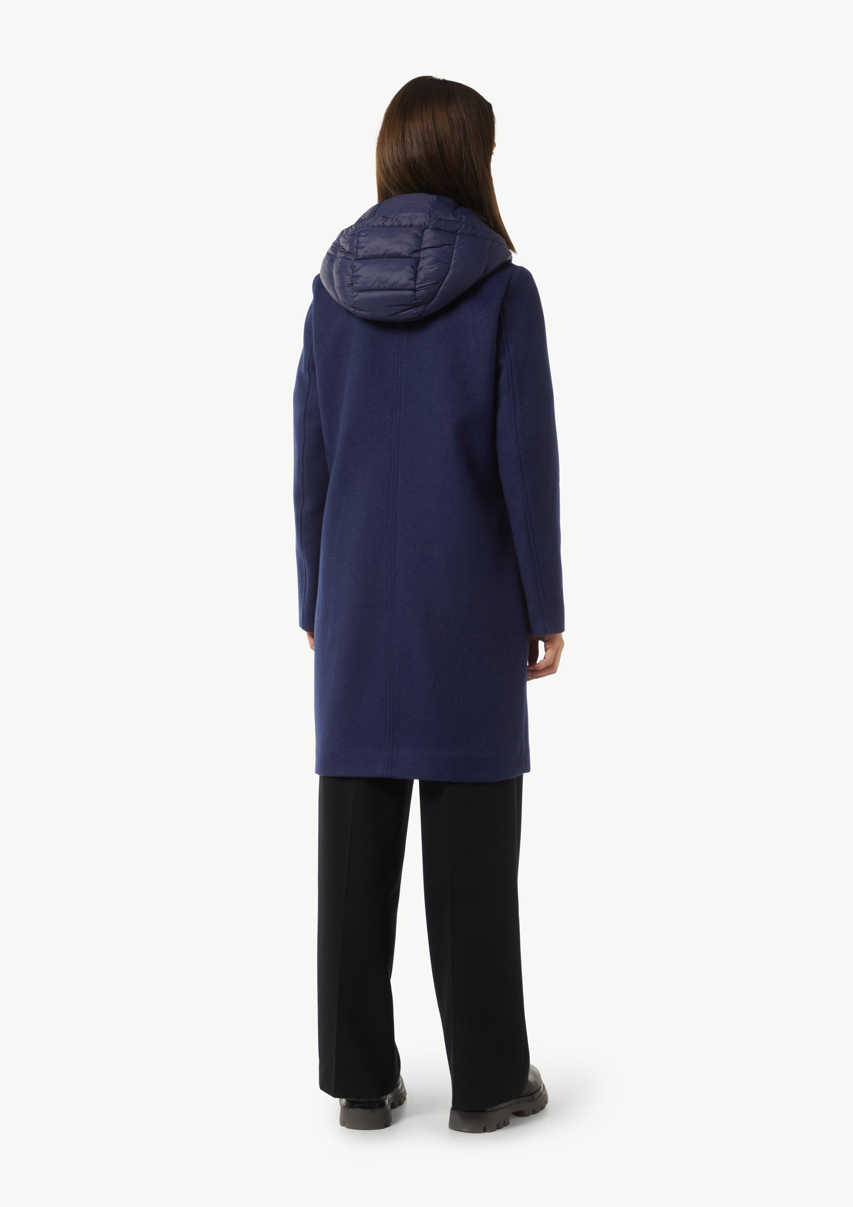Wollmantel mit herausnehmbarem Steppeinsatz - tiefblau