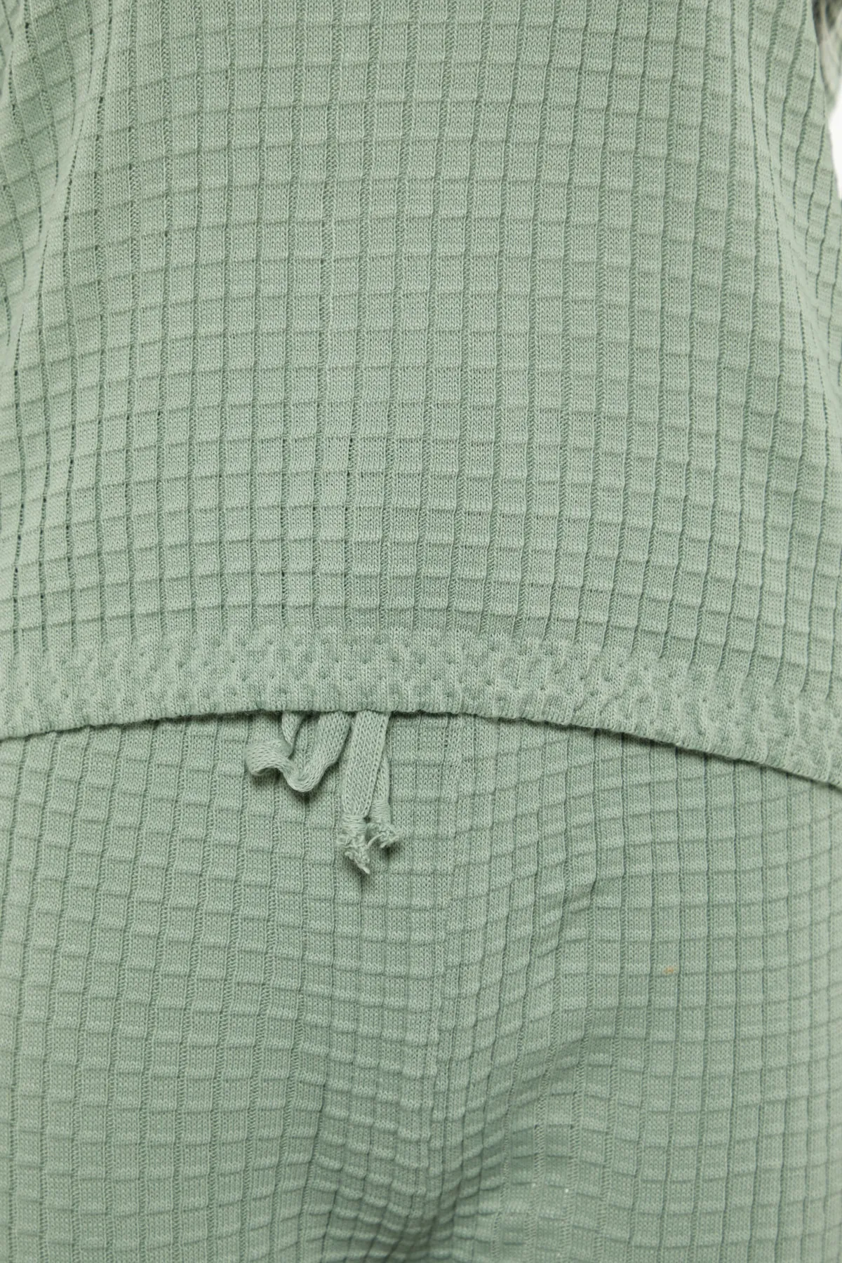 Trendyol Collection  Grünes Strickoberteil und -unterteil-Set mit detailliertem Strickmuster TWOAW23AU00209