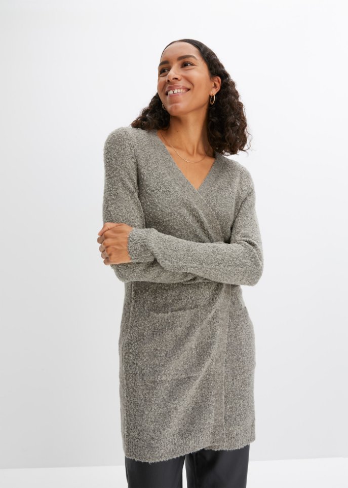 Boucle-Longstrickjacke