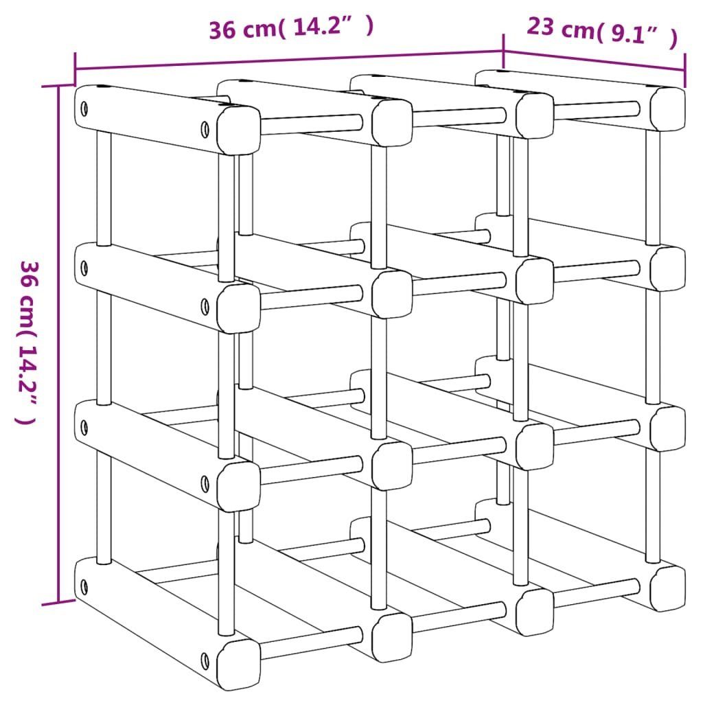 vidaXL Weinregal Weinregal für 12 Flaschen 36x23x36 cm Massivholz Kiefer, 1-tlg.