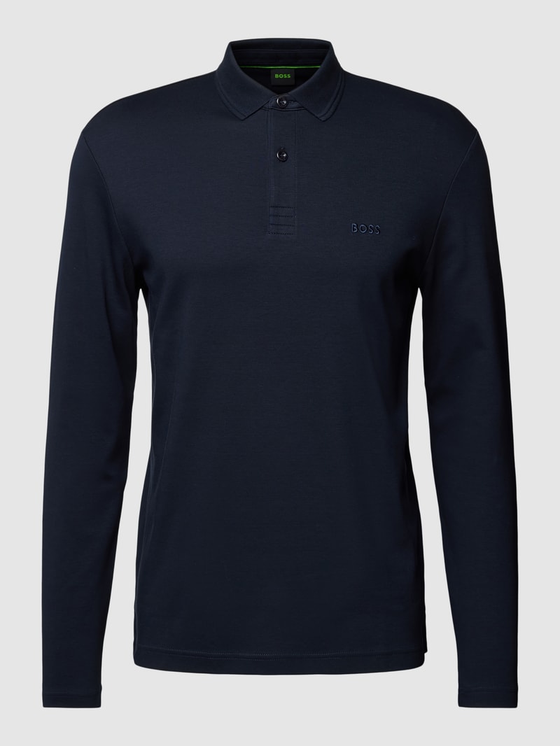 Poloshirt mit Label-Stitching Modell 'PIROL' in marineblau