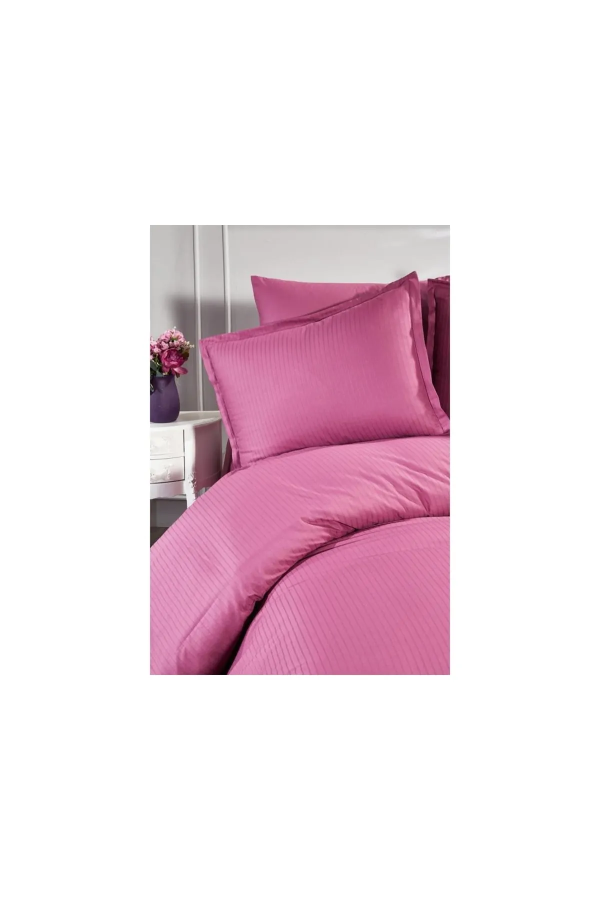 Çeyiz Diyarı  Satin-Elegantes Dobby-Doppelbettbezug-Set, Pflaume