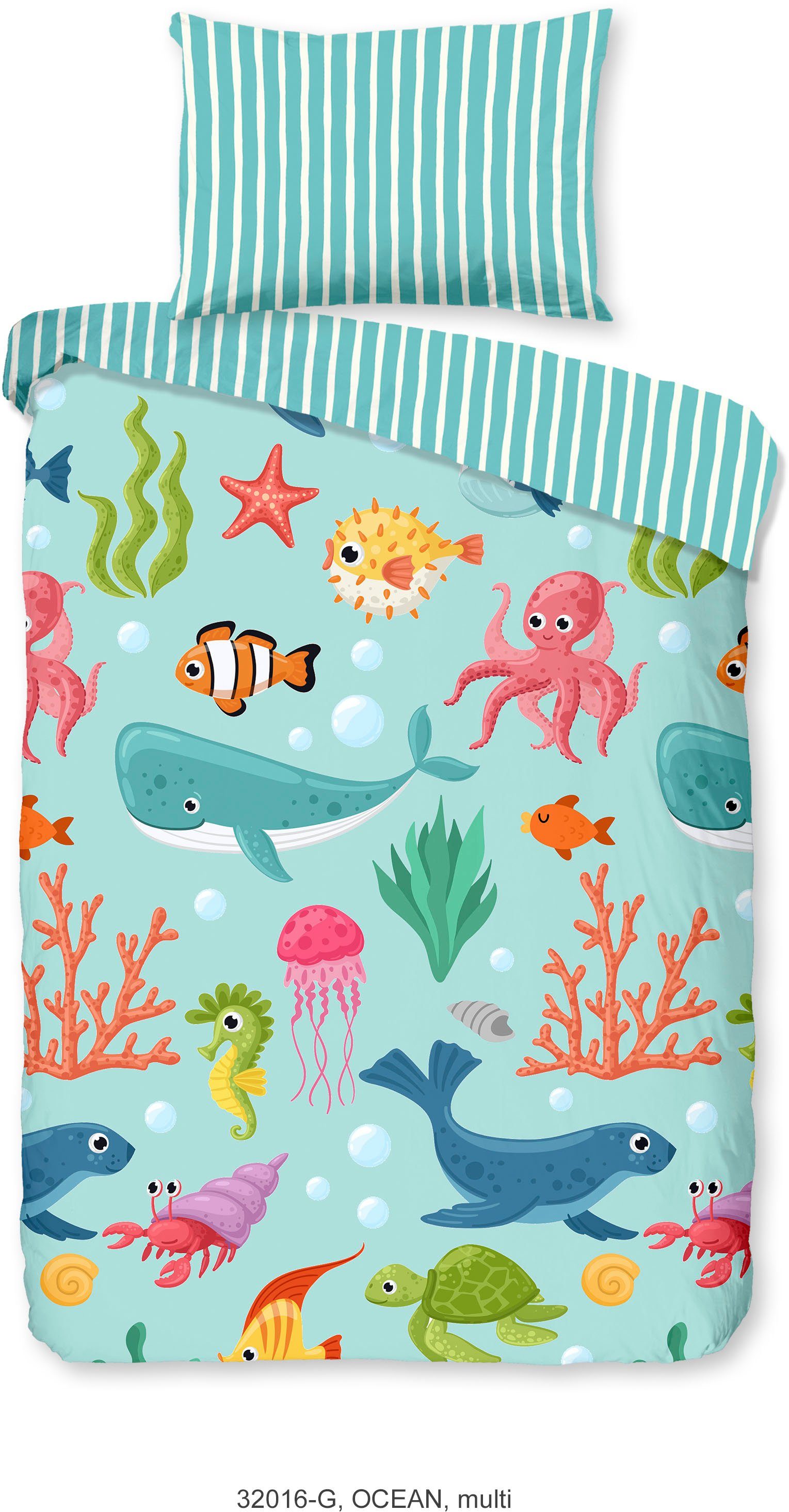 Babybettwäsche Ocean, good morning, Renforcé, 2 teilig, 100% Baumwolle