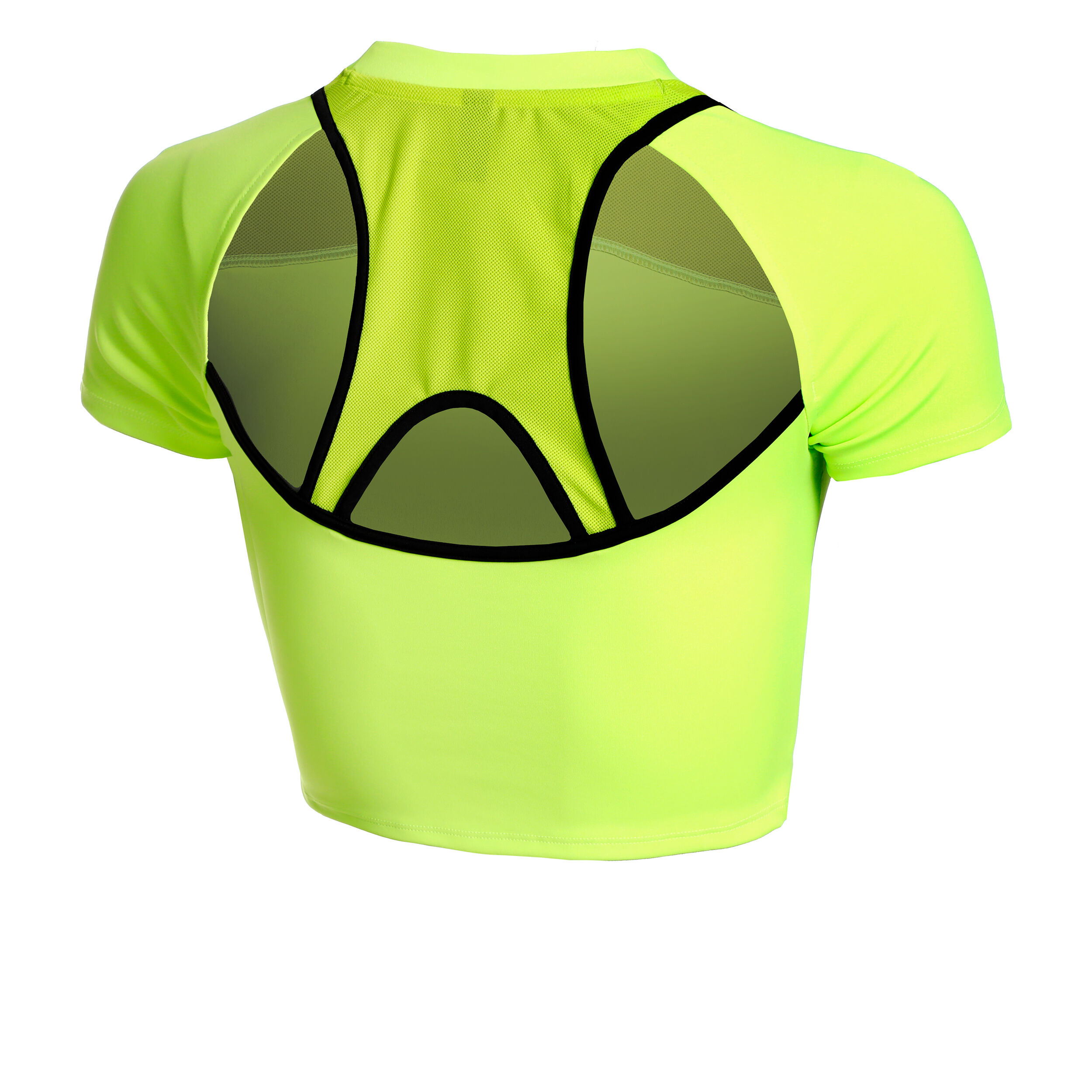 Run Anywhere Crop Laufshirt Damen - Grün, Schwarz