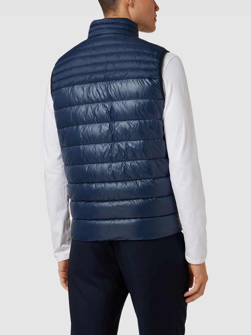 Steppweste mit Label-Patch Modell 'Odeno' in marineblau