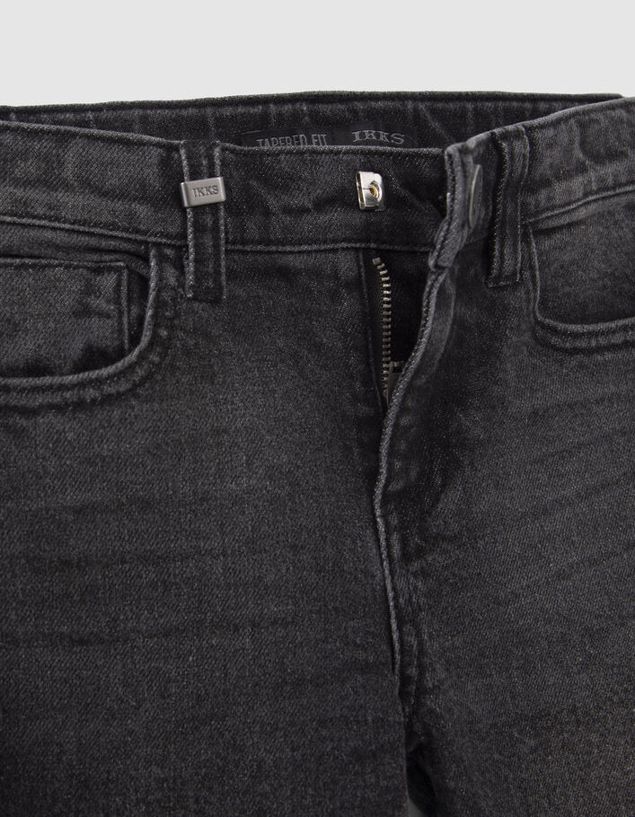 Jean TAPERED gris broderies et usures genoux garçon