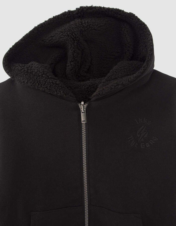 Cardigan réversible noir Sherpa et molleton garçon