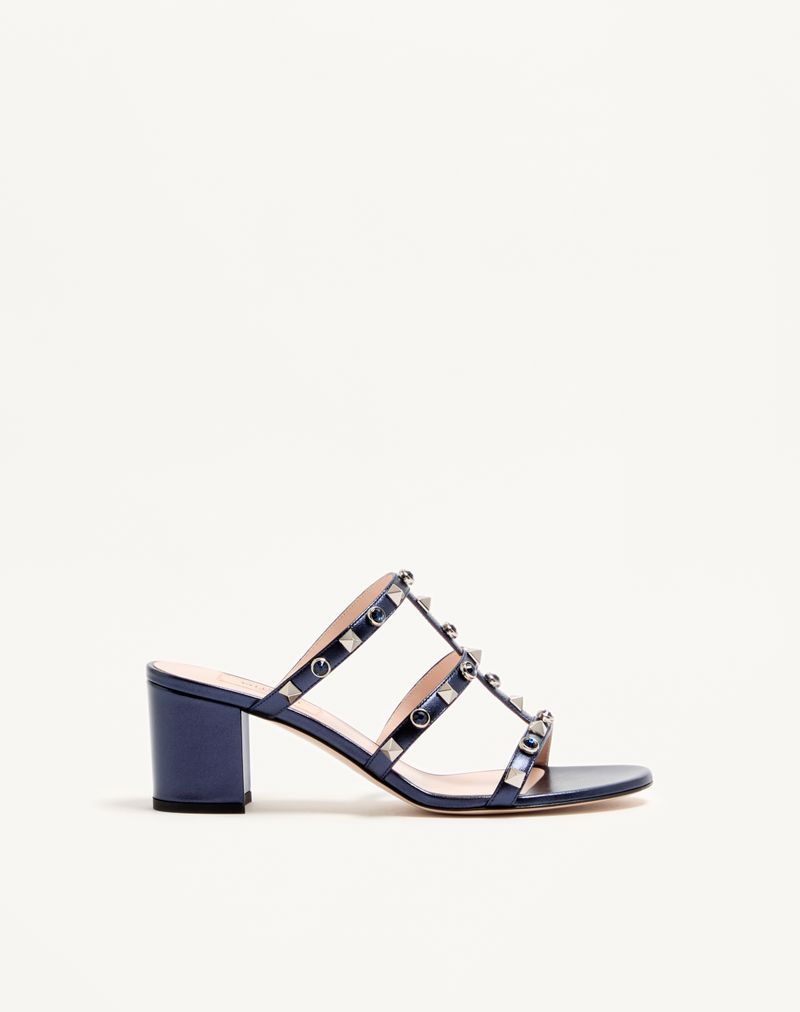 Rockstud Slidesandaler i lamineret nappa med 60 mm cabochon