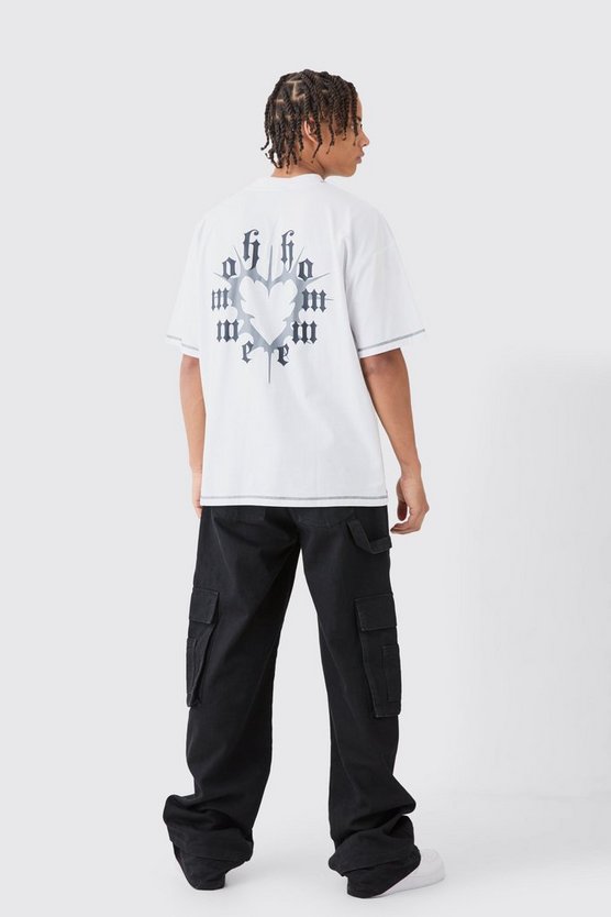 Oversize T-Shirt mit Herz-Print und Kontrast-Naht