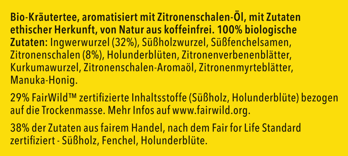 Kräutertee \Zitrone, Ingwer & Manuka-Honig\