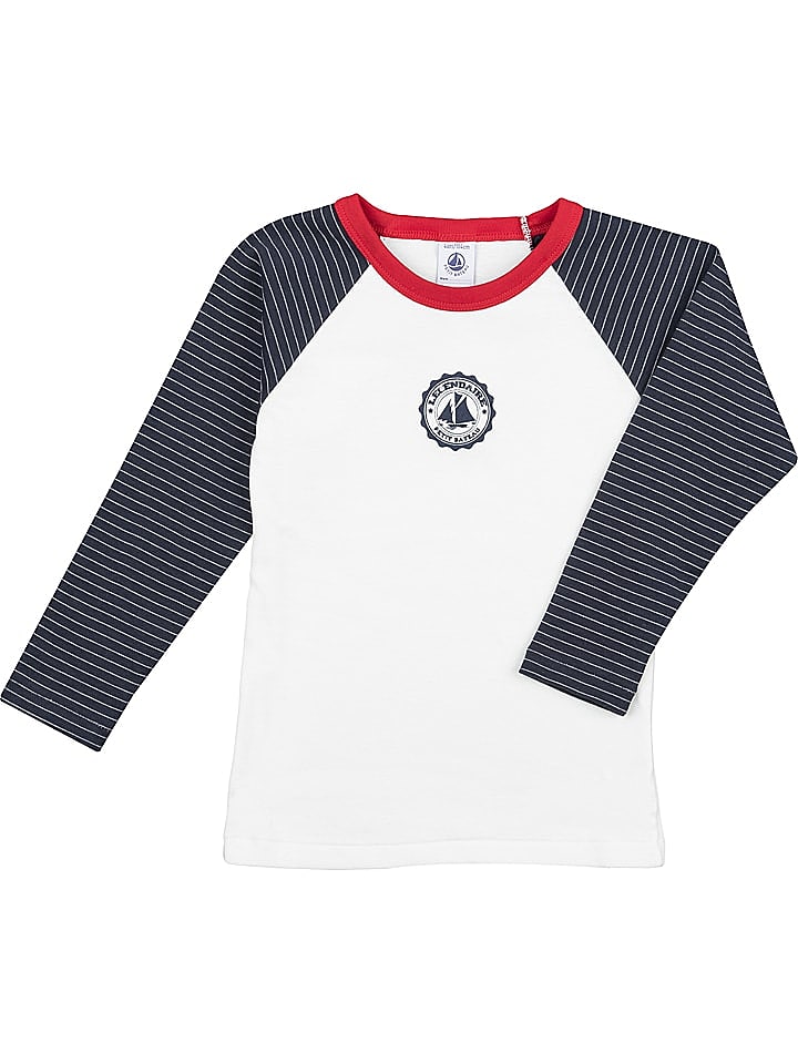 PETIT BATEAU Longsleeve in Dunkelblau/ Weiß günstig kaufen 140
