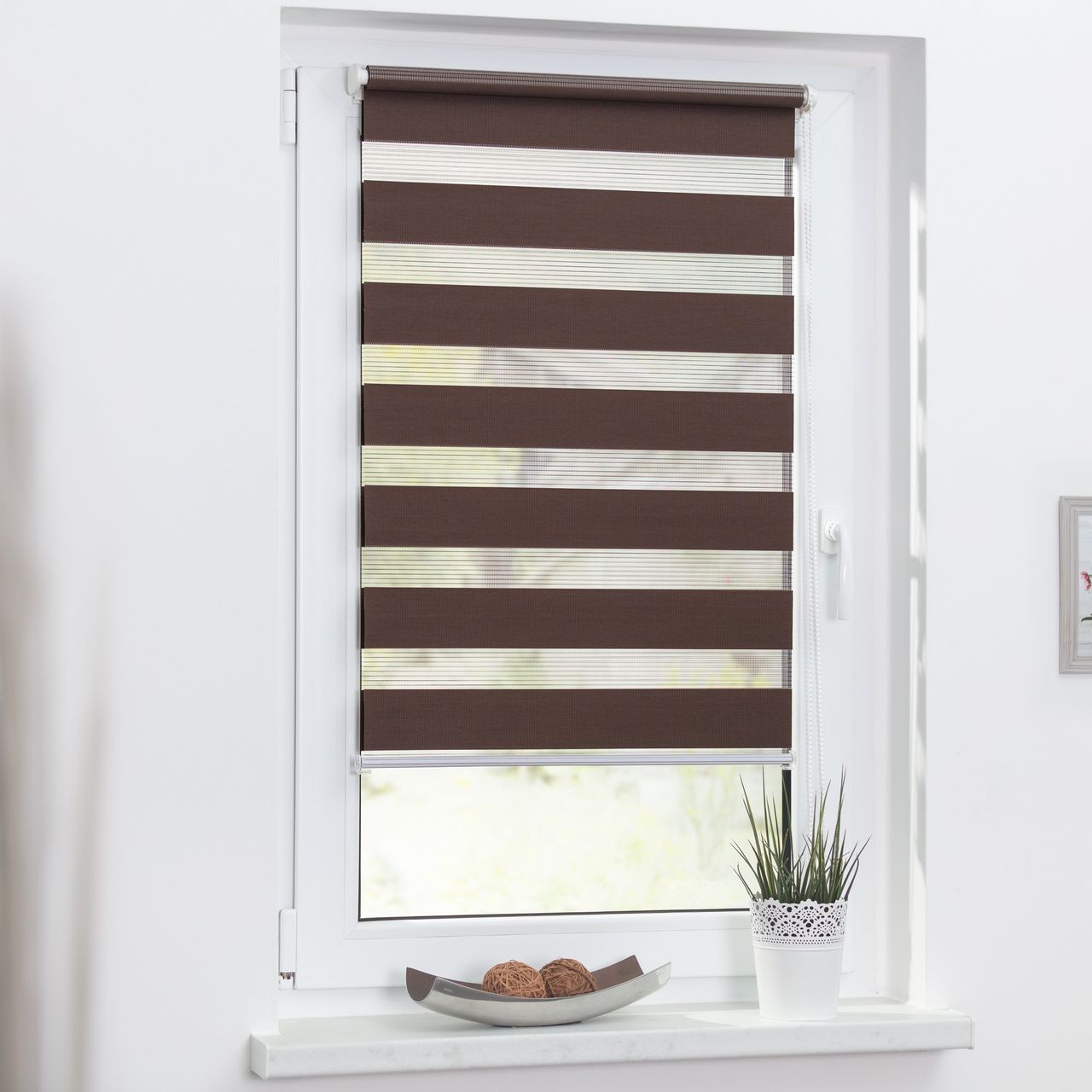 Lichtblick Duo-Rollo Klemmfix, ohne Bohren - Dunkelbraun, 70 cm x 150 cm (B x L)