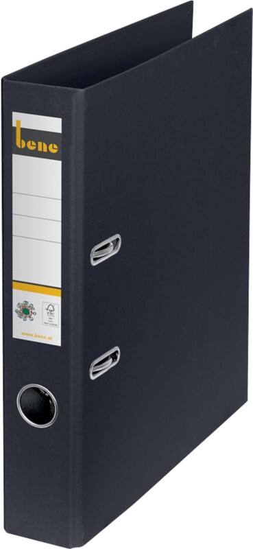 Bene No.1 Ordner DIN A4 52 mm Schwarz 2 Ringe 301600 SW Pappkarton Glatt Hochformat