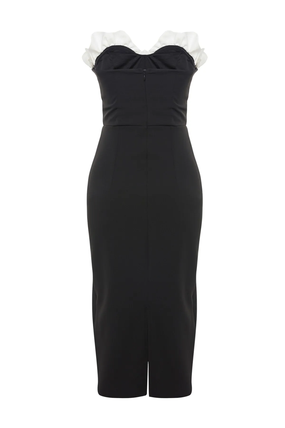 Trendyol Collection  Schwarz-weißes, tailliertes, gewebtes, elegantes Abendkleid TPRSS23EL00303
