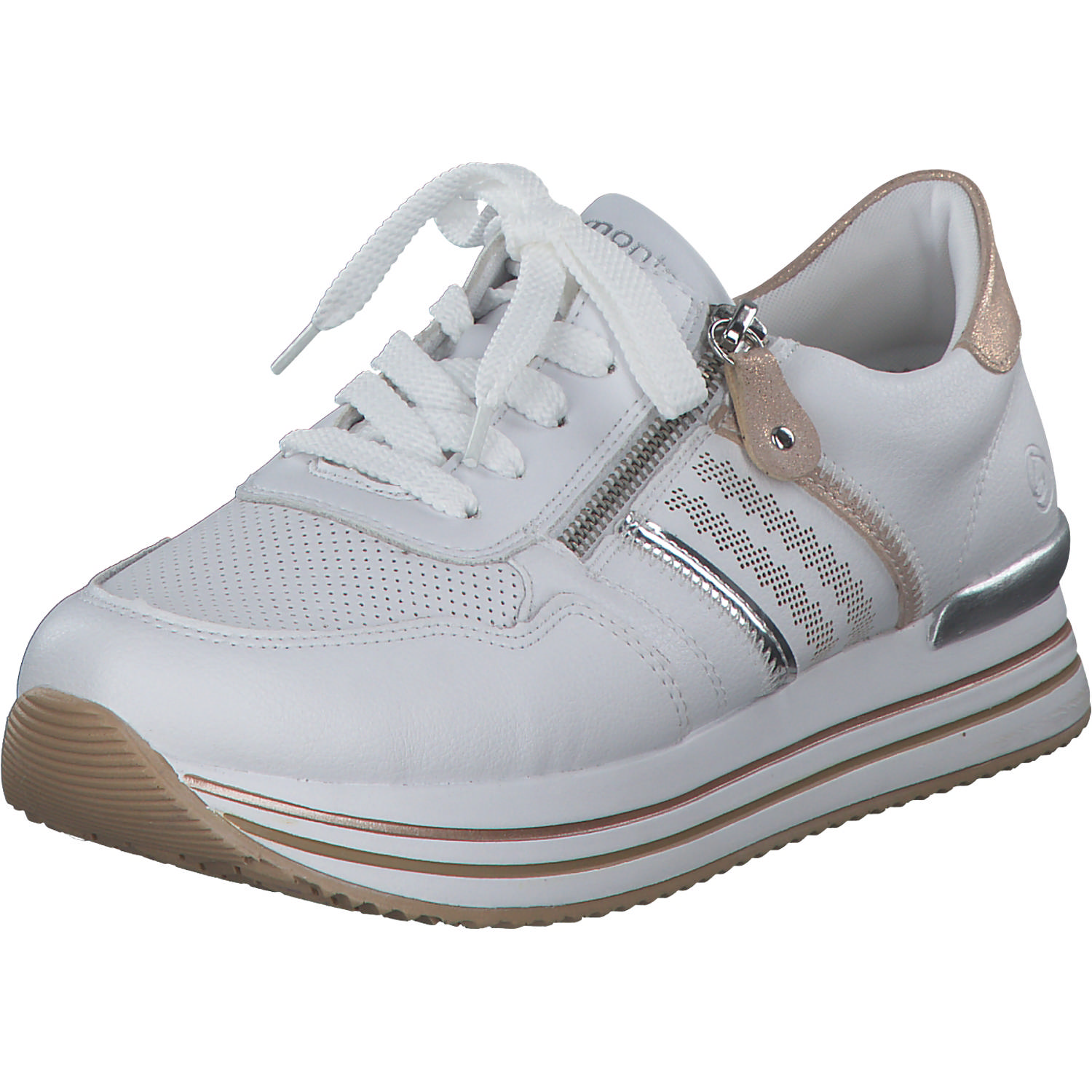 Remonte D1318, Schnürschuhe, Damen, weiss/argento/rosegold/weiss