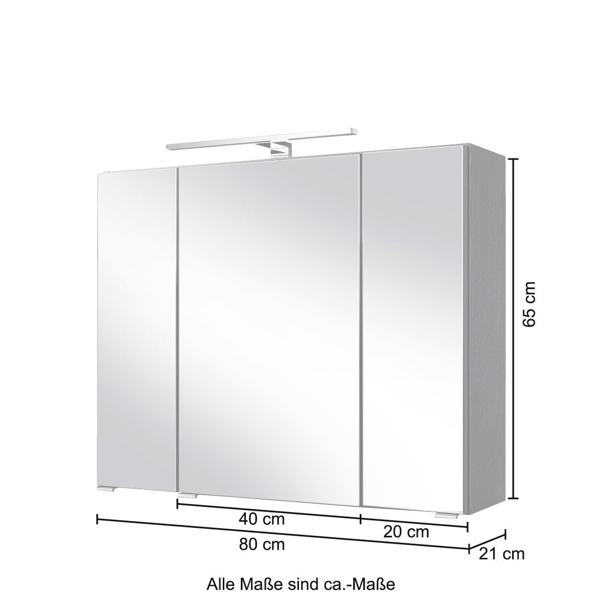 HELD MÖBEL Spiegelschrank Malibu Breite 80 cm, mit Spiegeltüren und Türendämpfern