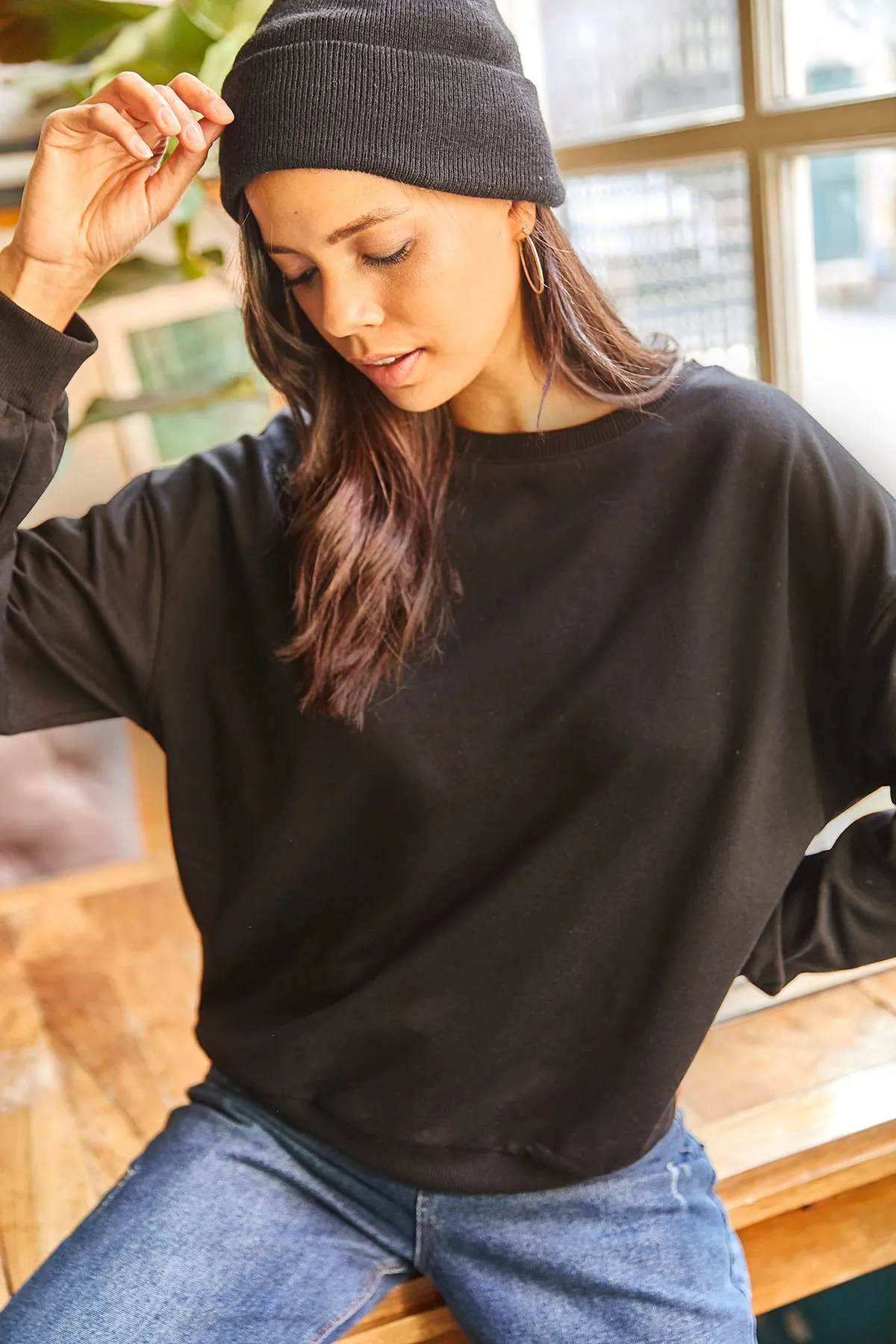 Olalook  Sweatshirt - Schwarz - Oversized