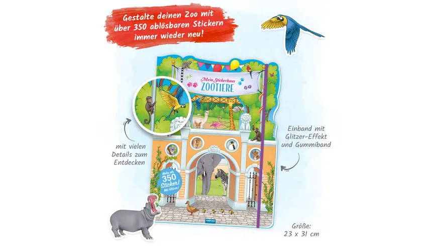 Trötsch Stickerbuch Mein Stickerhaus Zootiere - Stickerbuch Beschäftigungbuch