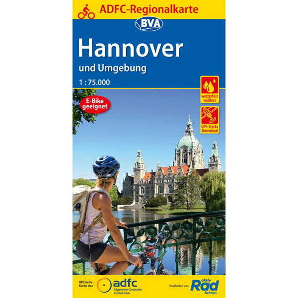 ADFC-REGIONALKARTE HANNOVER UND UMGEBUNG, 1:75.000 - Fahrradkarte
