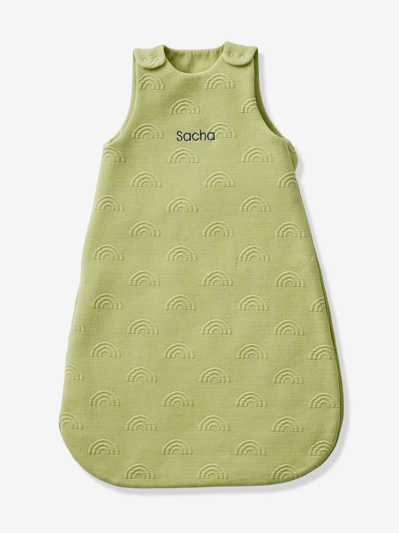 Vertbaudet Baby Sommerschlafsack JACQUARD personalisierbar Oeko-Tex - pistaziengrün regenbogen