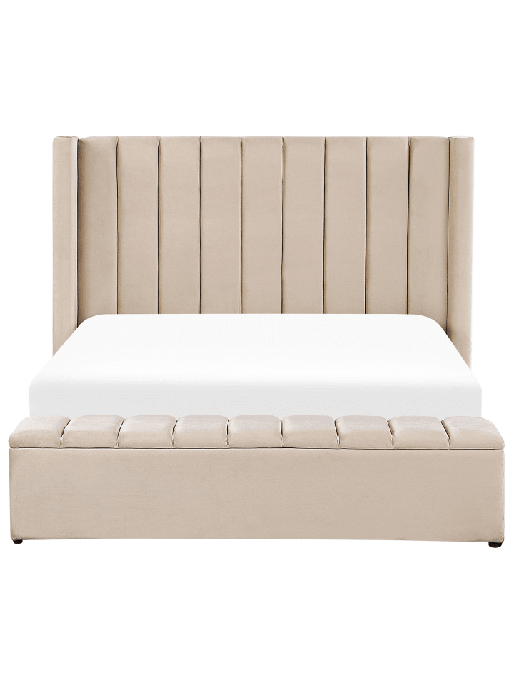 Beliani Doppelbett NOYERS in Beige - (W) 190 x (H) 132 x (L) 247 cm günstig kaufen onesize