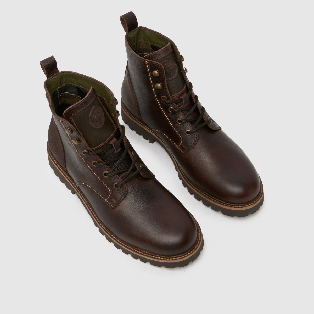 Barbour – Mörkbruna derbystövlar med foggy-mönster