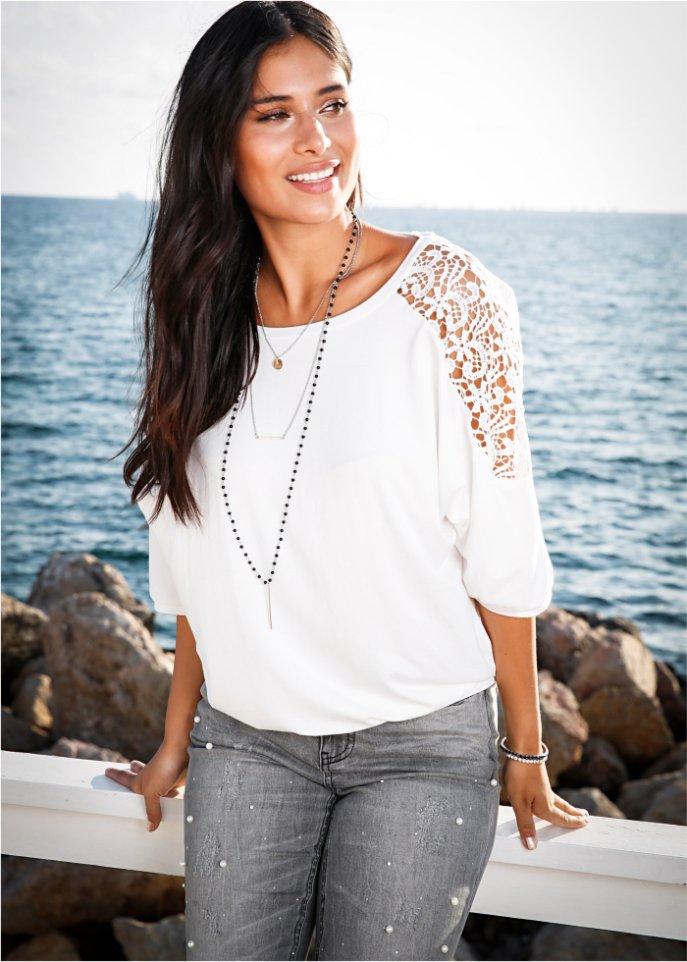 Oversize-Shirt mit Spitze