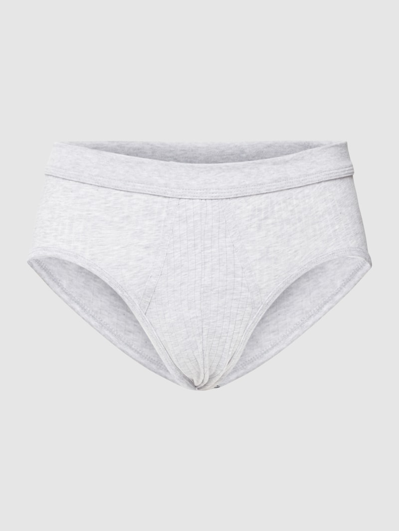 Slip mit Rippenstruktur im 2er-Pack Modell 'Authentic' in mittelgrau meliert