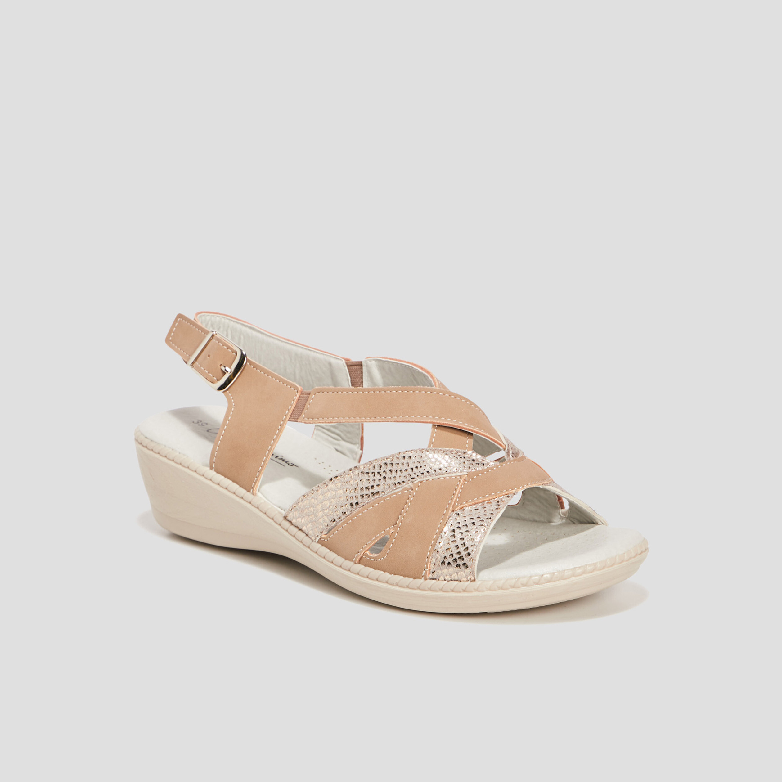 Sandales à talons compensés taupe femme | La Halle