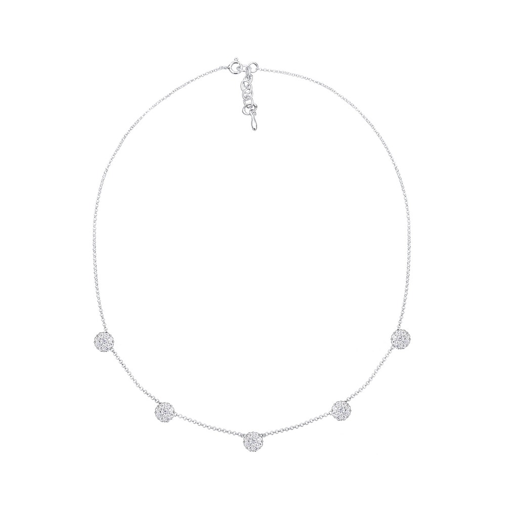 Elli Elli Collier Femme Boule Fleur avec Cristal  - (925/1000) Argent collier