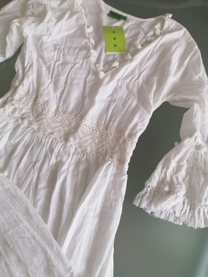 Tarifa Kleid Weiß Damen Second Hand günstig kaufen M