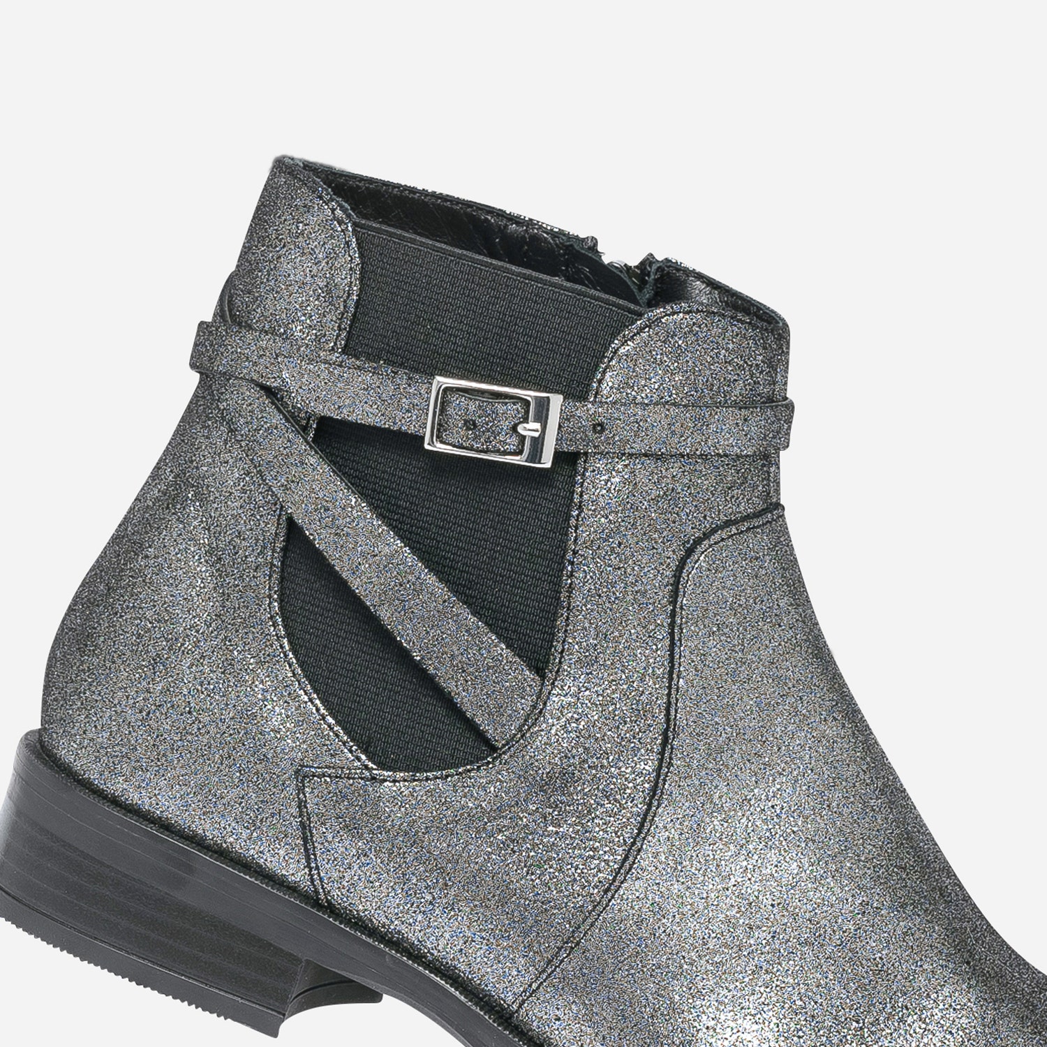 Boots ERAM FLEX gris métallisé en cuir à bride