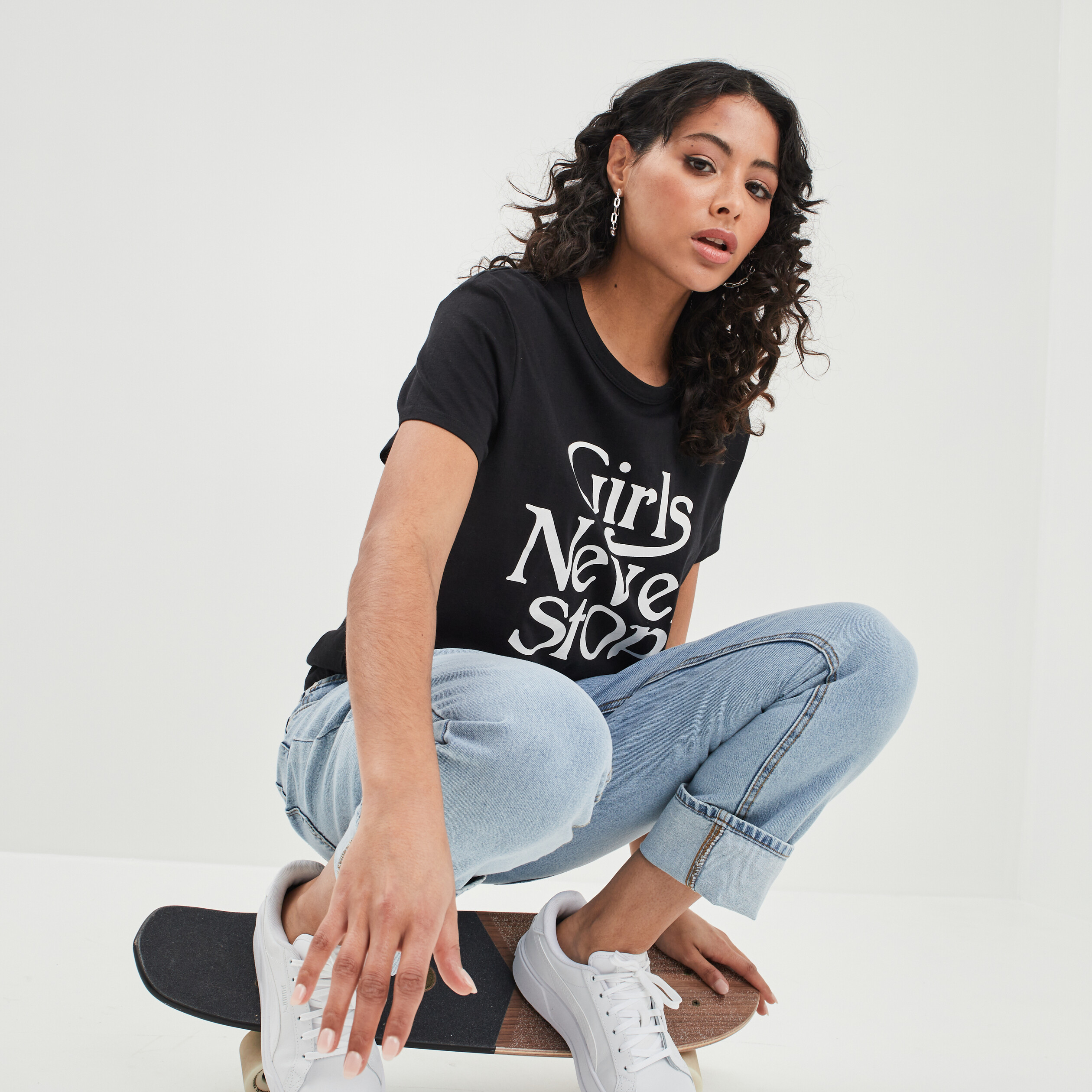 T-shirt manches courtes noir femme | La Halle