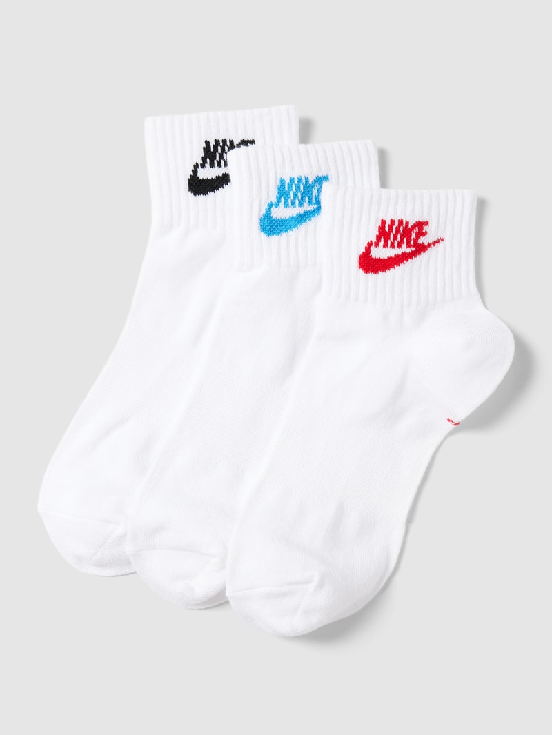 Socken mit Label-Print im 3er-Pack Modell 'EVERYDAY' in weiß