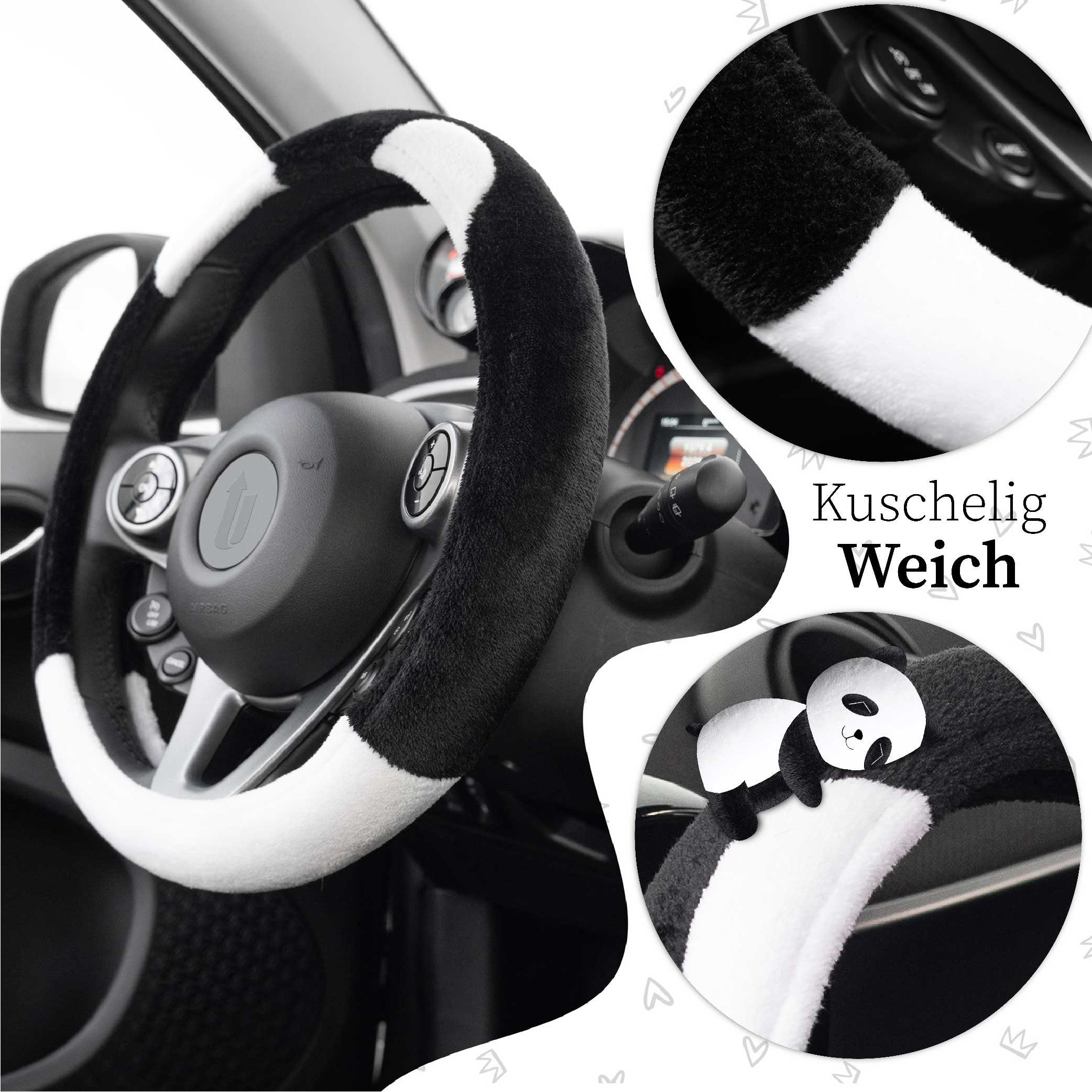 Upgrade4cars Lenkradbezug Plüsch, Ø 37,00 - 39,00 cm, Weiches Plüschmaterial mit entzückenden Designs von Teddybären