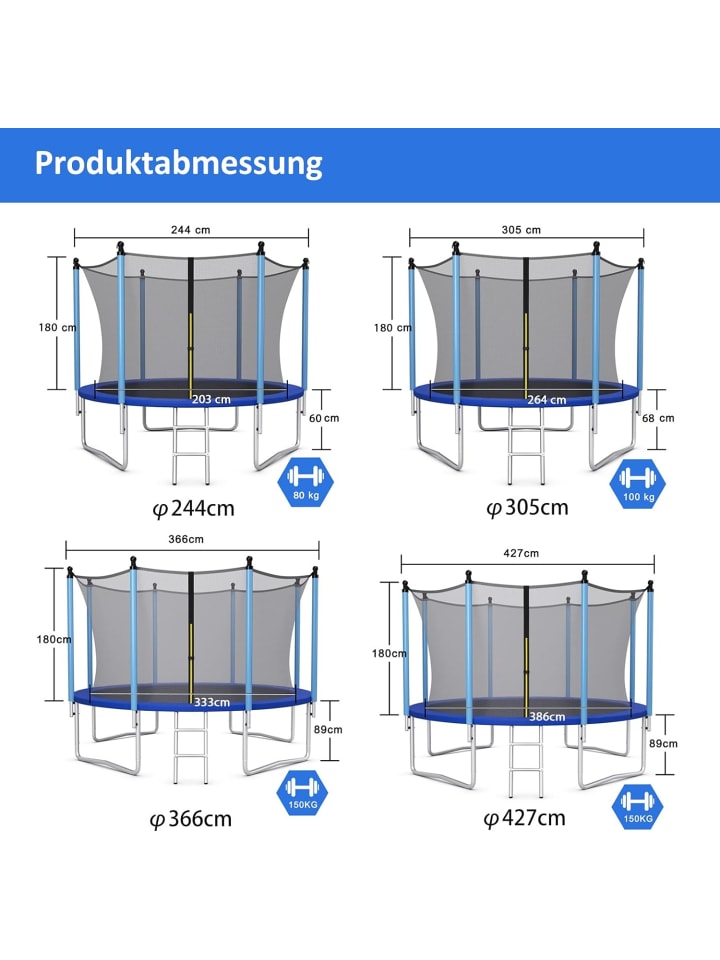 COSTWAY Trampolin φ244cm Outdoor in Blau günstig kaufen onesize