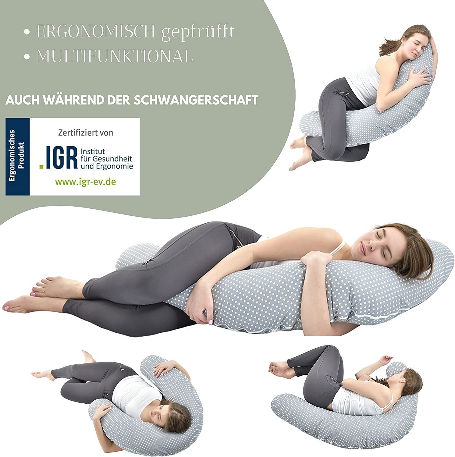SEI Design Stillkissen Seitenschläferkissen Babynestchen Kuschelnest XXL, Schwangerschaftskissen mit Bezug, Bezug Musselin Baumwolle
