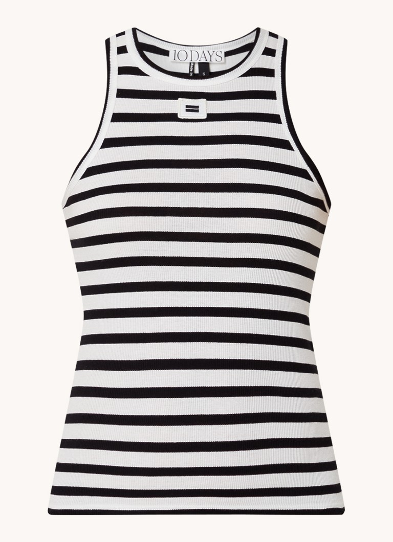 10DAYS  Tanktop met ribstructuur en streepprint