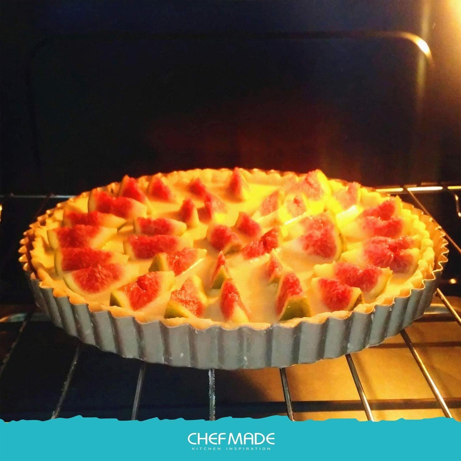 Chefmade Tarteform Kuchenform, (CHEFMADE, 24cm Tarteform mit Hebeboden, 240x23mm, Champagnergold, antihaft- & silikonbeschichtet, Quicheform, mit Hebeboden, Pie Form, Hebebodenform, Obstkuchenform, Karbonstahl 2-tlg), Tarteform mit Hebeboden - Quiche