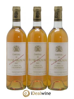 Château de Rayne Vigneau 1er Grand Cru Classé  1981 - Lot de 3 Bouteilles