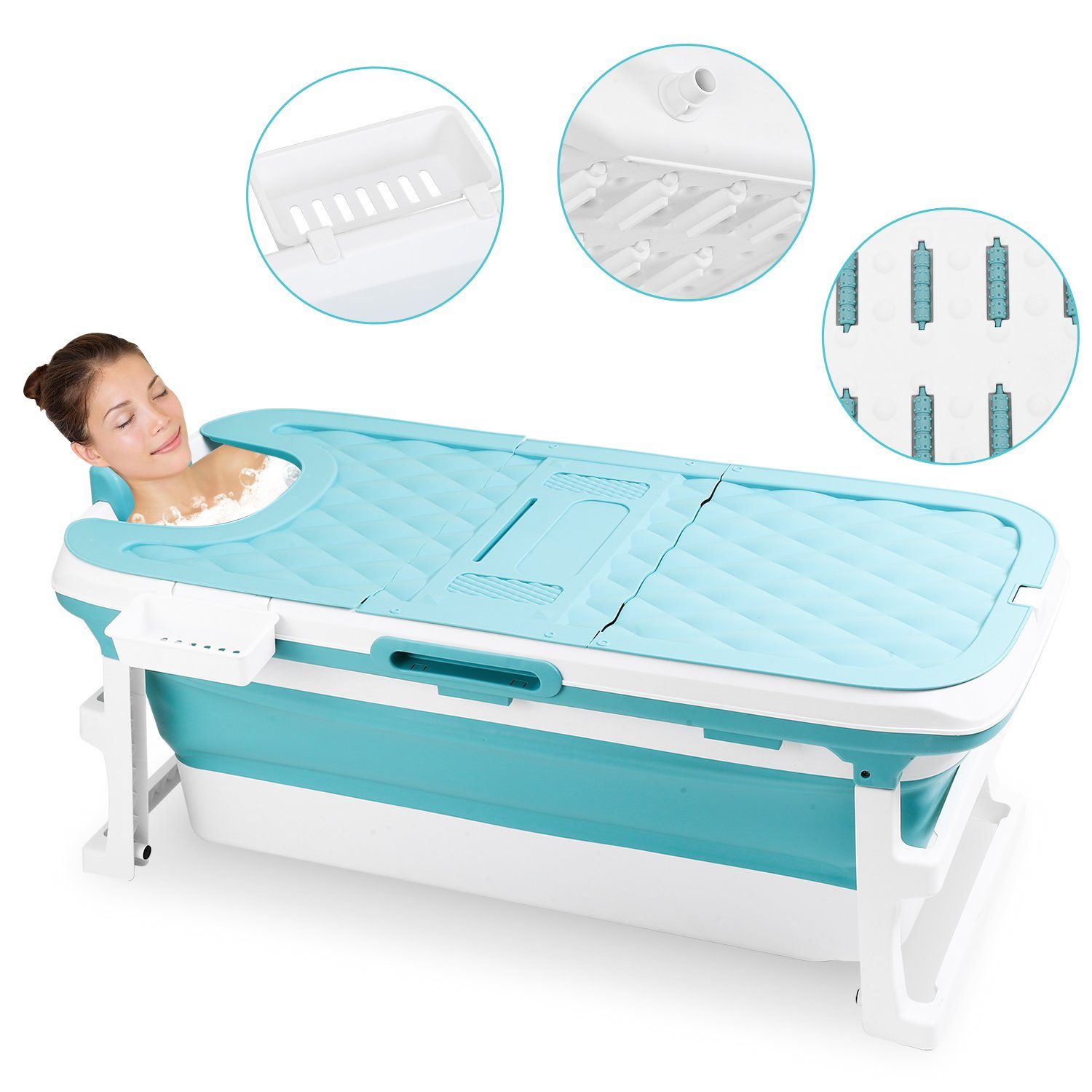 Yakimz Badewanne 132x60x50cm Badewanne Faltbare Badewanne Erwachsene, Foldable Bathtub