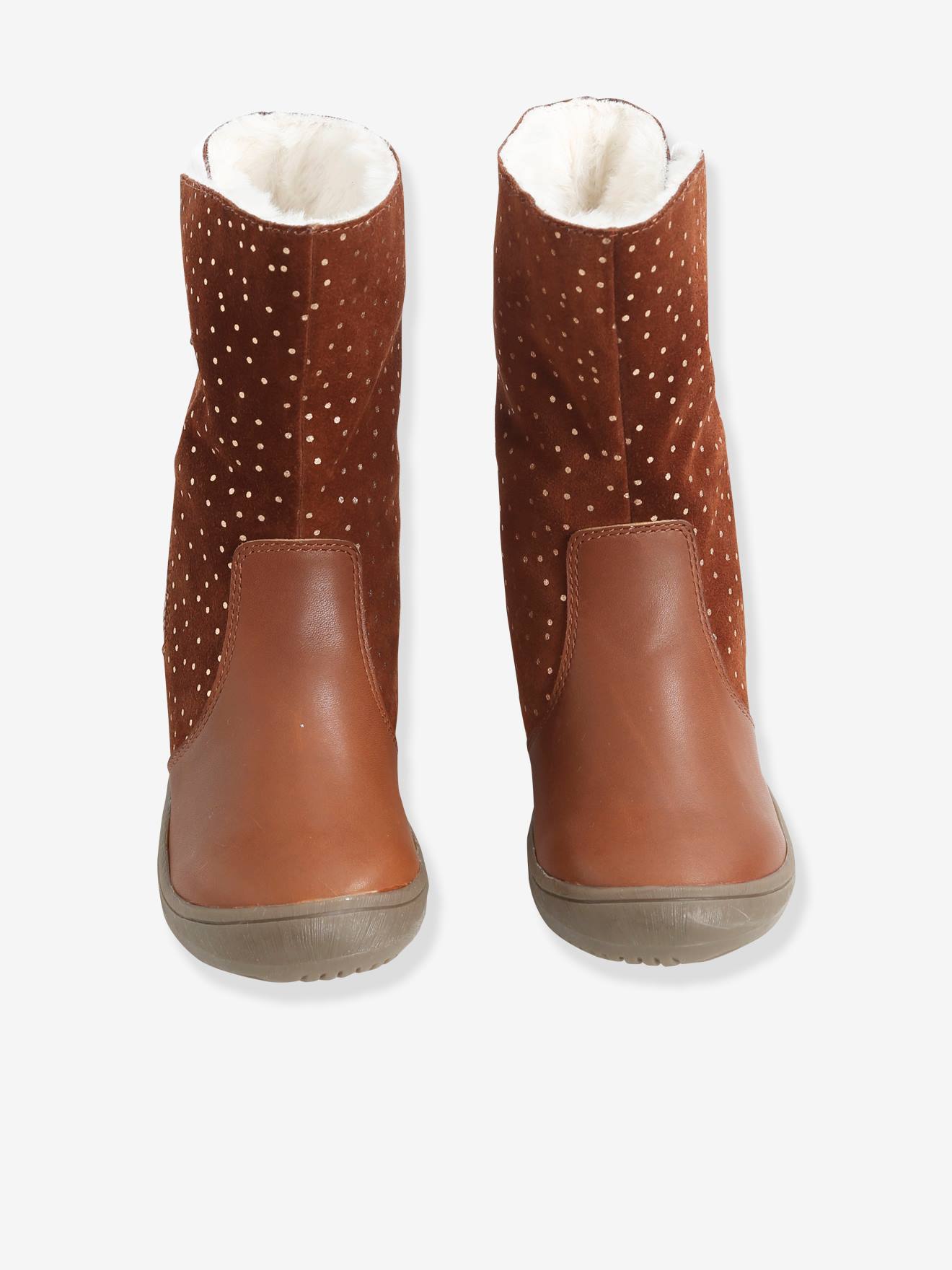Mi-bottes cuir fille marron