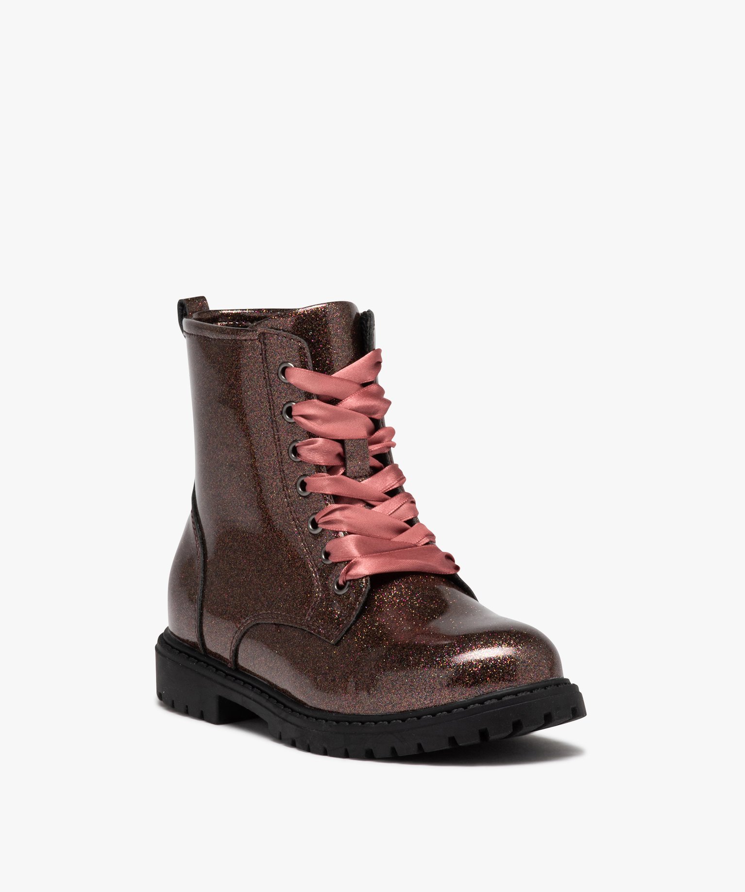 Boots fille mid-cut à paillettes du 31 au 36 marron | GEMO