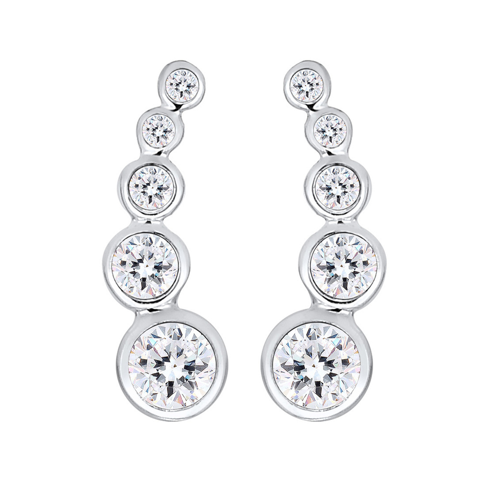 Elli Elli Boucles d'Oreilles Femmes Earcuff Geo avec cristaux en argent sterling 925 Boucles d'oreilles