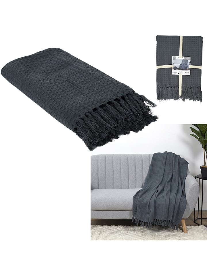 THE HOME DECO FACTORY Plaid in Anthrazit - (L)160 x (B)130 cm günstig kaufen onesize