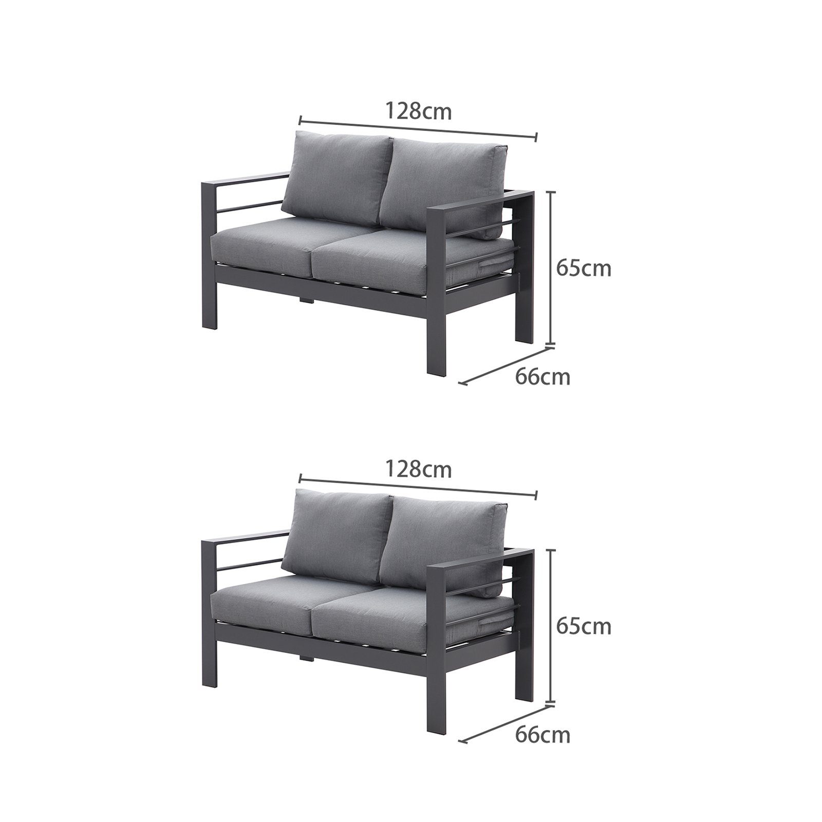MeXo Loungeset Gartenlounge Set, (Modern Aluminium Gartenmöbelset, 2-tlg., Terrassenmöbel Set Gartengarnituren grau)