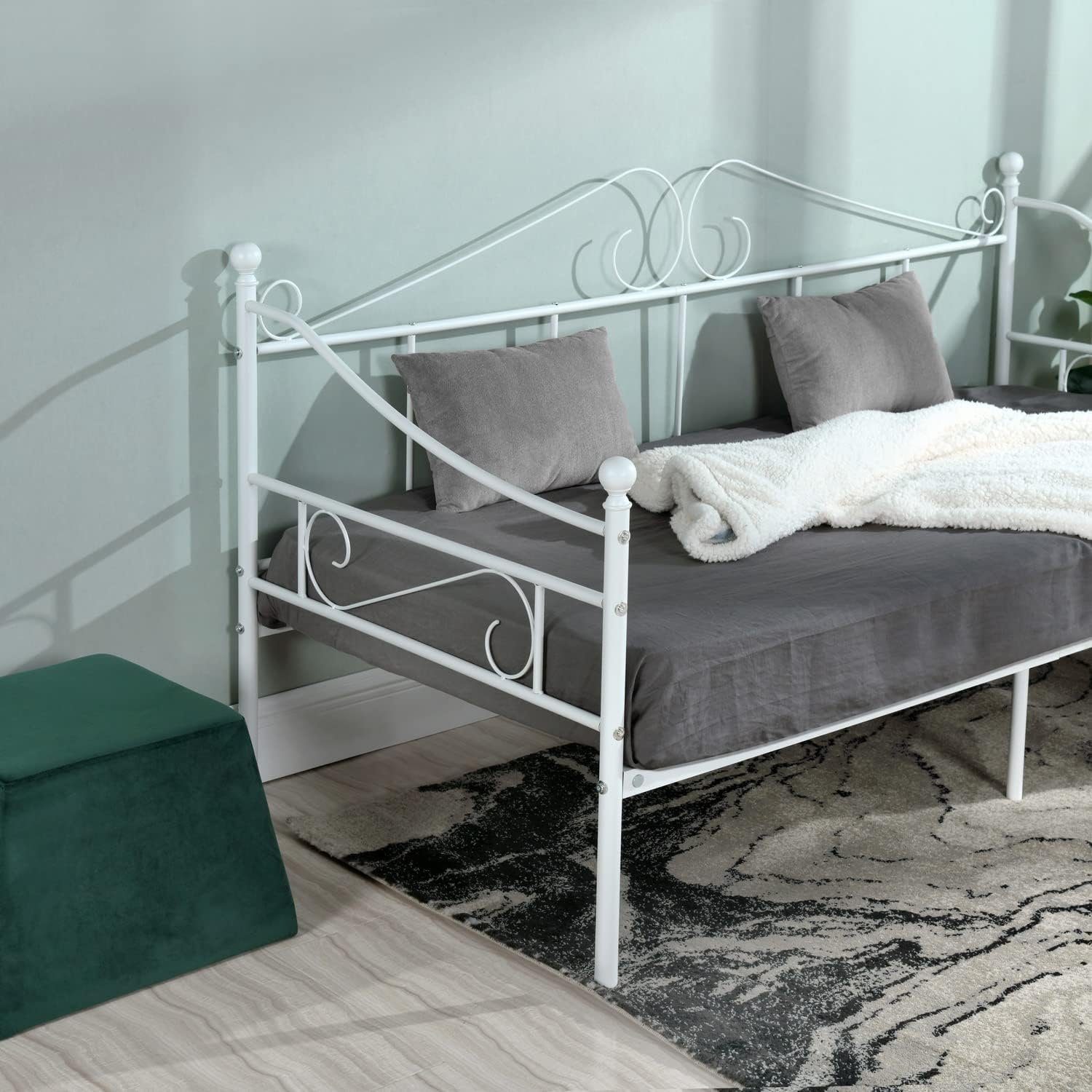 Lollanda Bettgestell Klassisches Metall-Tagesbett - Stabile Stahl-Latten Schlafsofa