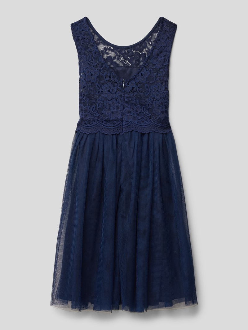 Kleid mit Spitzenbesatz in marineblau